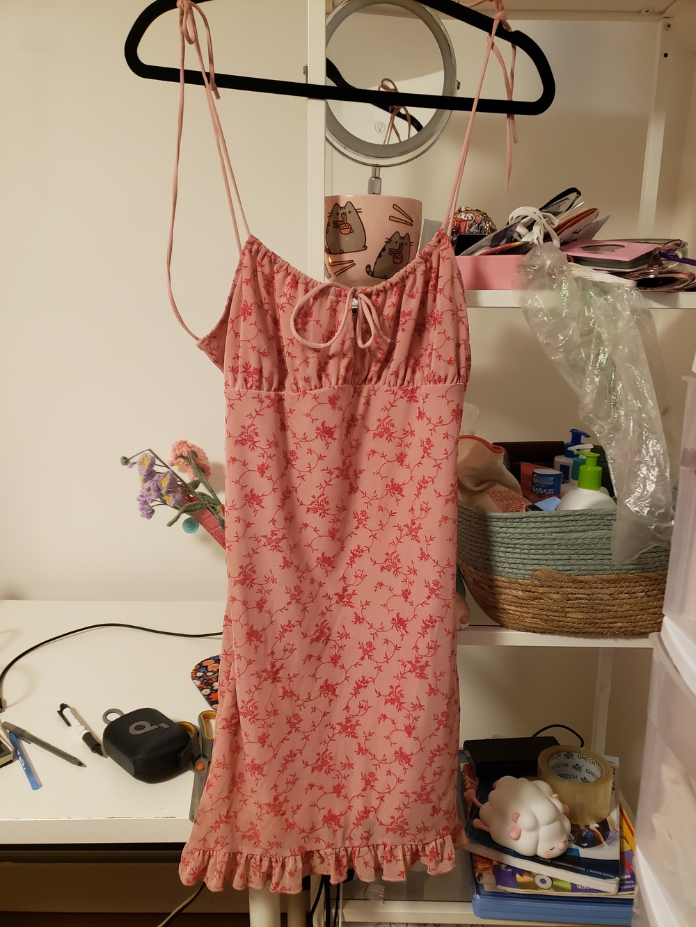 MOTEL Pink Floral Tie-Strap Chemise